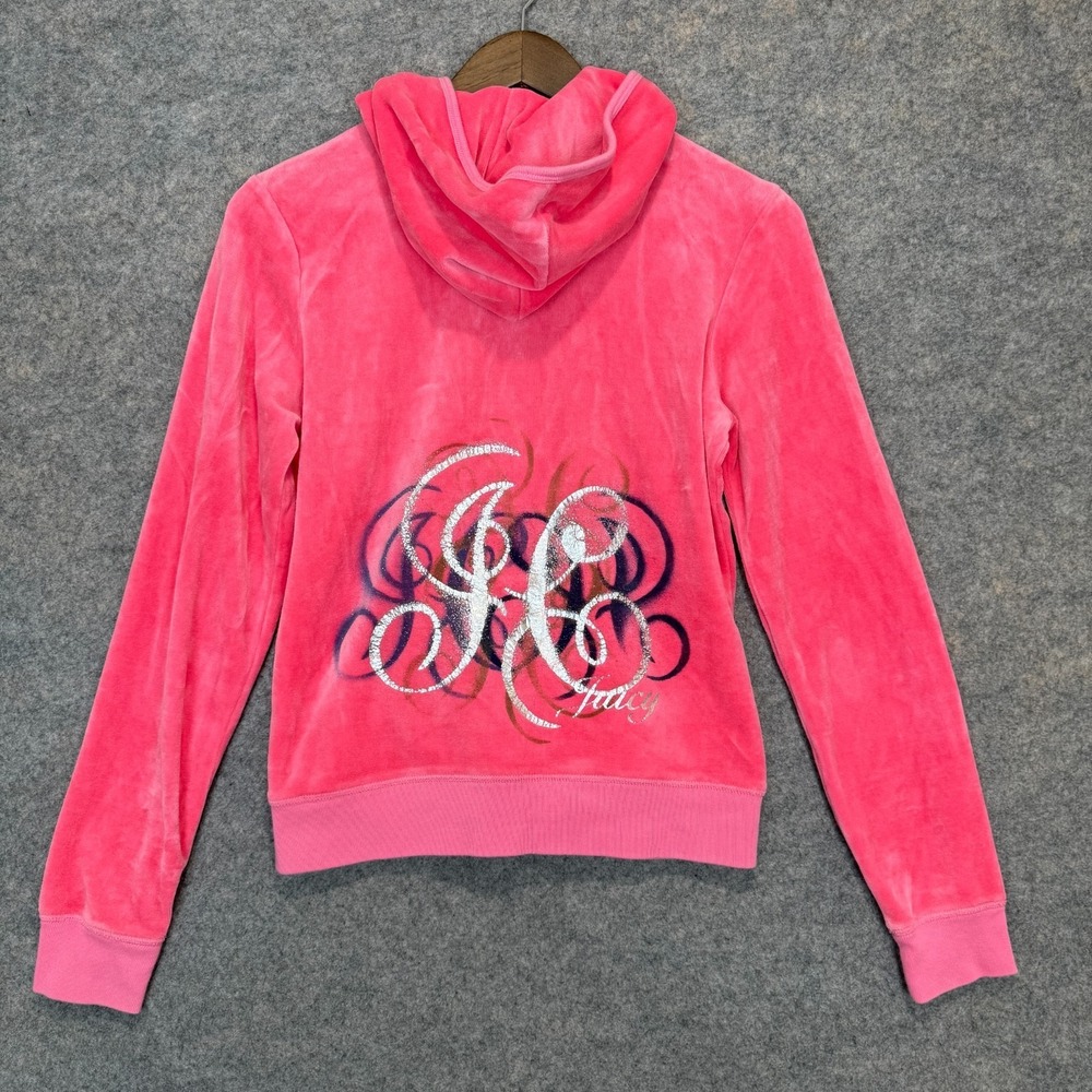 Vintage Juicy Couture Velour Hoodie‎ Sweatshirt Womens Large JC J Zipper Hot Y2K